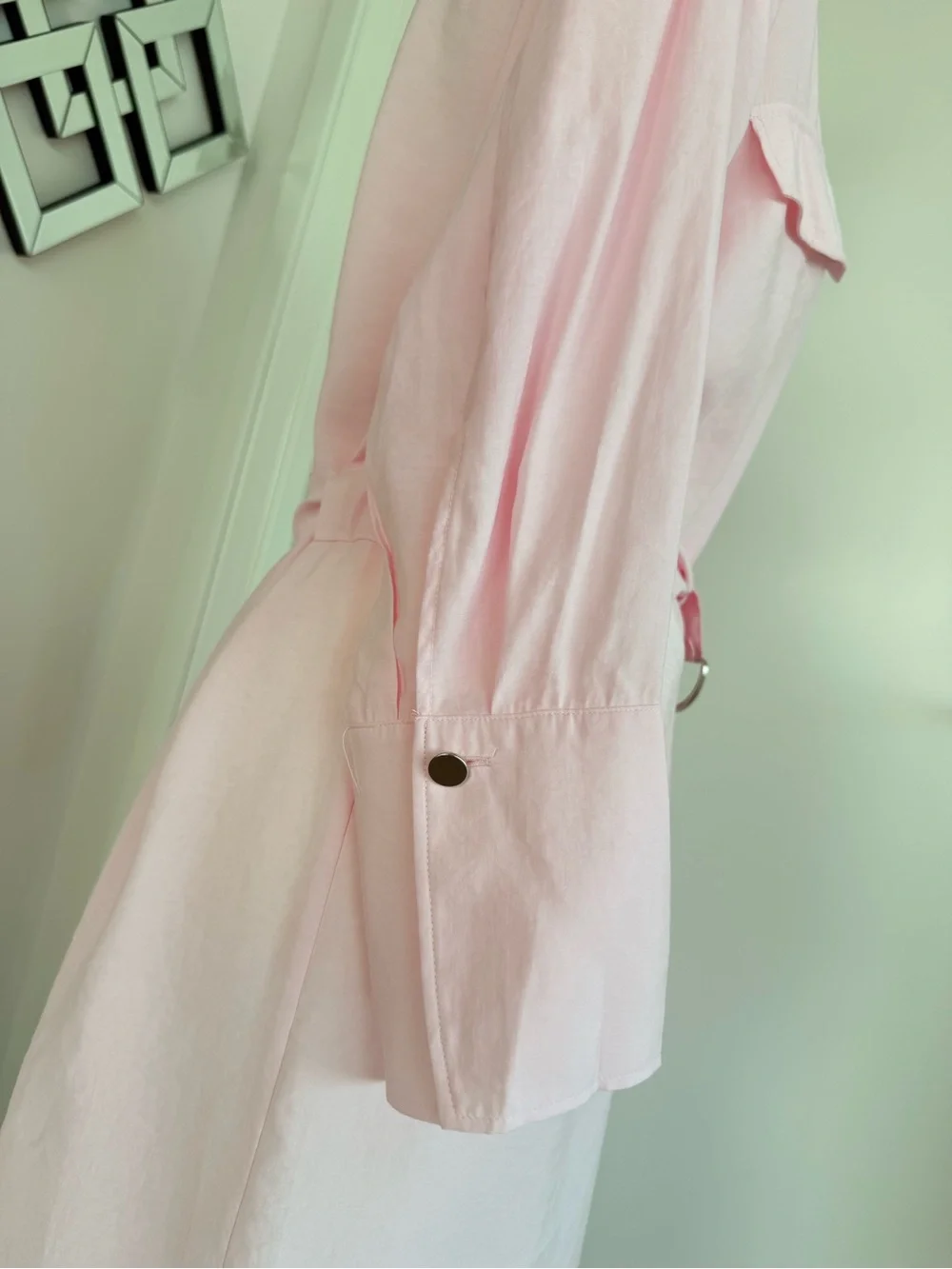 Long Pink Button-Front Shirt Dress